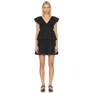 Gianni Tiered Mini Dress Black 6 Organic Cotton